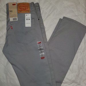 NWT Levis Mens 511 Gray Stretch Slim Fit Denim